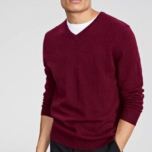 DANIEL BISHOP Men's Classic Burgundy Crewneck Sweater size L 100% CASHMERE